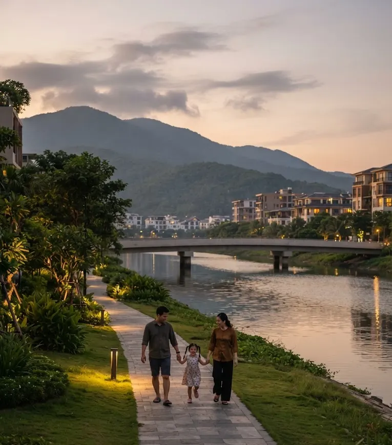 Mỗi căn đều có ban công đón gió sông